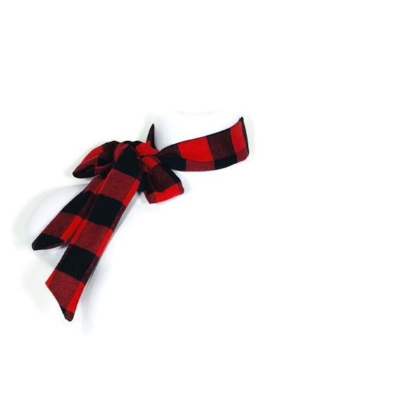 Red and Black Buffalo Plaid Flannel Skinny Scarves - Picture 5 of 5